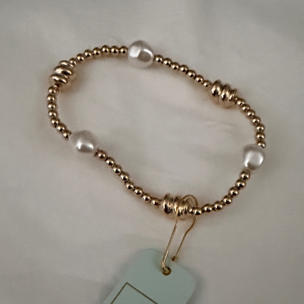 Enewton admire gold pearl 3mm Beaded Bracelet with White Pearl Accents NWT